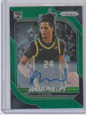 Jamari Phillips 2025-26 Panini Prizm Autograph NIL Green Prizm Auto RC